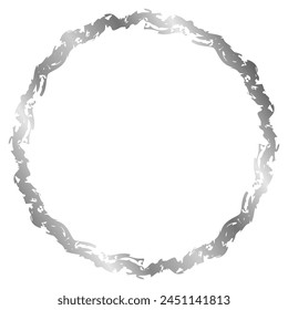 Silver round metal frame isolated on white. Vector frame for photo. Frame for text, certificate, pictures, diploma. Luxury, gold, wedding, celebration. Worn, old frame