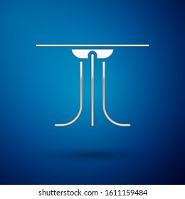 Silver Round table icon isolated on blue background.  Vector Illustration