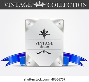 silver royal vintage card with ribbons