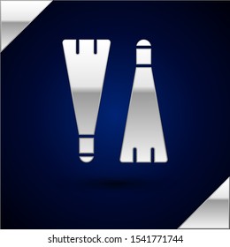 Silver Rubber flippers for swimming icon isolated on dark blue background. Diving equipment. Extreme sport. Diving underwater equipment.  Vector Illustration