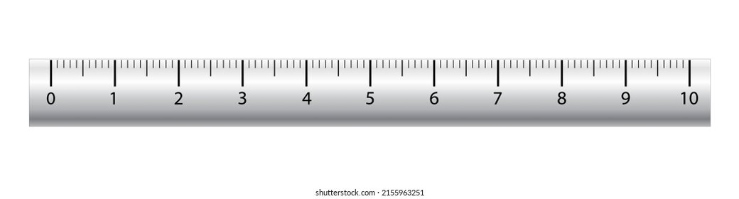 Silver ruler with 10 scales on a white background.