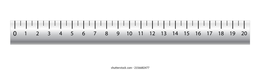 Silver ruler with 20 scales on a white background.