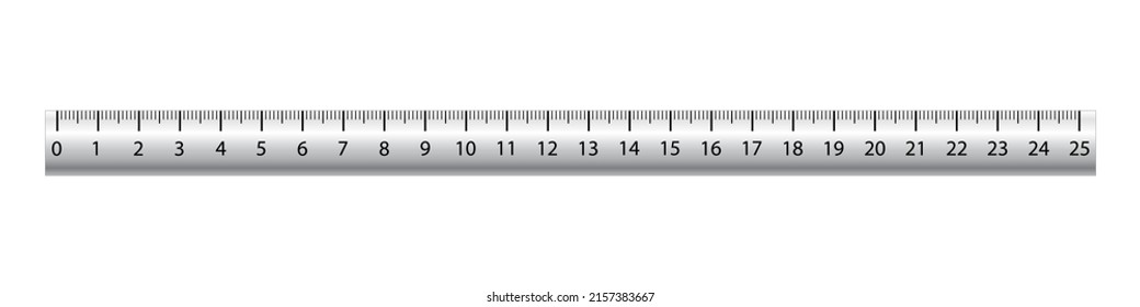 Silver ruler with 25 scales on a white background.