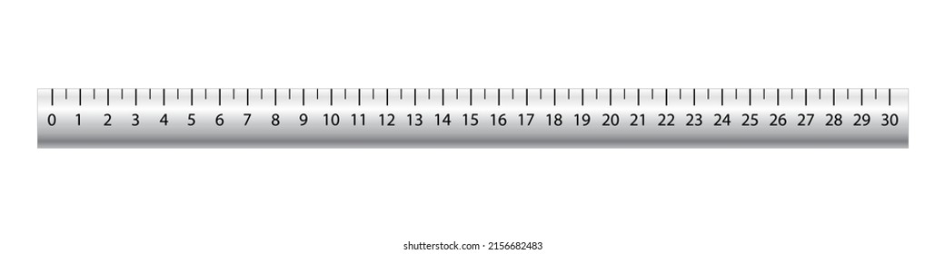 Silver ruler with 30 scales on a white background.