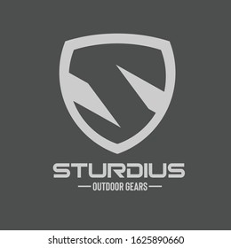 Silver S letter symbol in shield isolated on dark background refers to strength, solid, power, exclusive can be used as sport club logo, company identity, outdoor gear shop
