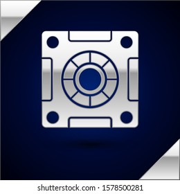 Silver Safe icon isolated on dark blue background. The door safe a bank vault with a combination lock. Reliable Data Protection.  Vector Illustration