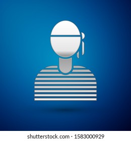 Silver Sailor captain icon isolated on blue background.  Vector Illustration