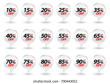 Silver Sale banner set. Vector illustration for promotion advertising.
