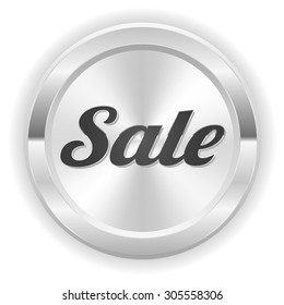 Silver sale button on white background
