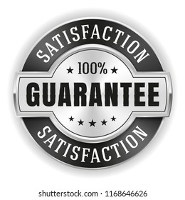 Silver Satisfaction Guarantee Badge With Black Border