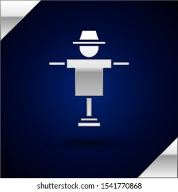 Silver Scarecrow icon isolated on dark blue background.  Vector Illustration
