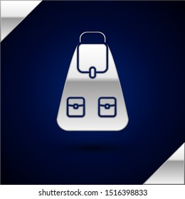 Silver School backpack icon isolated on dark blue background.  Vector Illustration