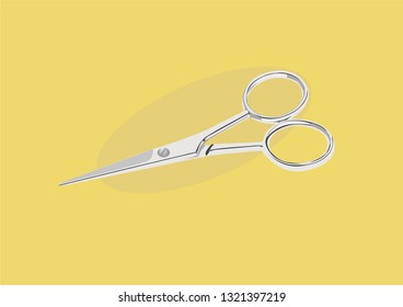 Silver Scissors. Vector Illustrator, Isolated.