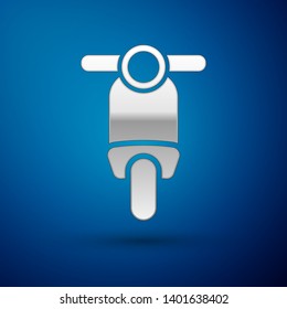 Silver Scooter icon isolated on blue background. Vector Illustration