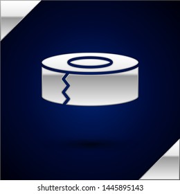 Silver Scotch icon isolated on dark blue background. Roll of adhesive tape for work and repair. Sticky packing tape. Office tool and stuff.  Vector Illustration