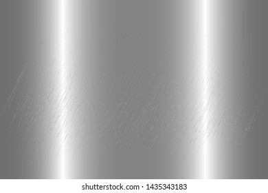 Silver scratched chrome metal texture vector icon set. Shiny silver brushed vector metallic gradient background for banner, label, medal, button. Grunge silver vintage abstract gradient collection