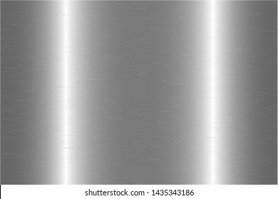 Silver scratched chrome metal texture vector icon set. Shiny silver brushed vector metallic gradient background for banner, label, medal, button. Grunge silver vintage abstract gradient collection