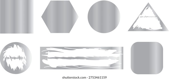 Silver Scratch-Off Labels and Shapes Collection – Lottery Reveal Sticker Set