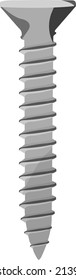Tornillo plateado, ilustración, vector sobre fondo blanco.