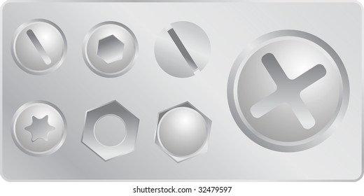 silver screws set in vector mode