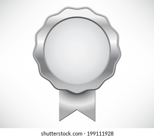 Silver seal of quality with ribbon