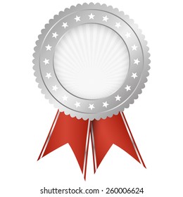 silver seal of quality template with red ribbons