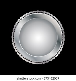 Silver Seal . Vector metal badge