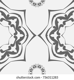Silver seamless pattern in Islamic, Mediterranean, floral style. Arabic, Syrian, Iranian ornament. Vector illustration for tile, backdrop, wallpaper, textile. Black plus white or gray colors.