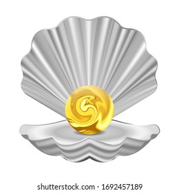 Sello plateado con perlas en los aislados fondos blancos 