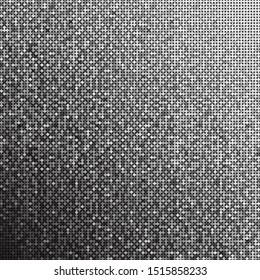 Silver sequins, glitters, sparkles, paillettes, mosaic background template. Abstract luxury halftone vector creative backdrop. Silver rounds with gradient trendy. Vibrant shiny dots glitter texture.