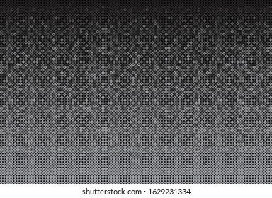 Silver sequins, glitters, sparkles, paillettes, mosaic background template. Abstract luxury halftone vector creative backdrop. Glitter rounds with gradient trendy. Vibrant shiny dots glitter texture.