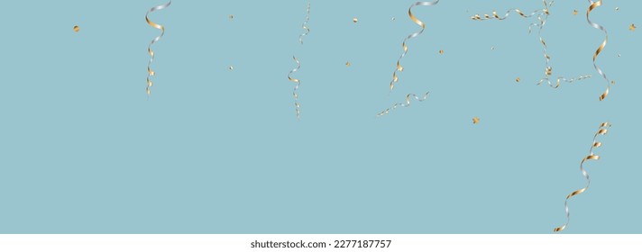 Silver Serpentine Abstract Vector Panoramic Blue Background. Shiny Spiral Branch. Ribbon Falling Design. Grey Swirl Invitation.