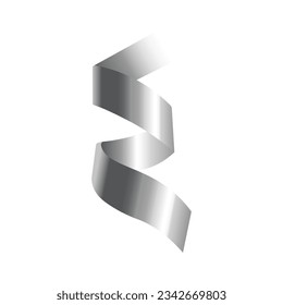Silver serpentine isolated on white background. Festive design element. Vector illustration.