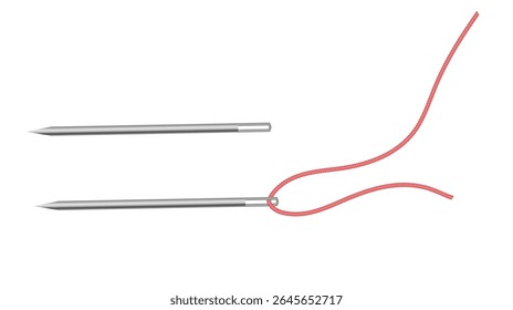 Silver Sewing Needle vector icon. Isolated on white needle illustration