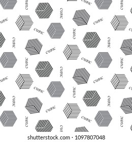 silver shade cubic shape with line inside and cubic word pattern background vector illustration image