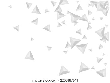 Silver Shard Background White Vector. Triangular Volume Banner. Grizzly Beauty Texture. Pyramid Shape. Hoar Crystal Template.