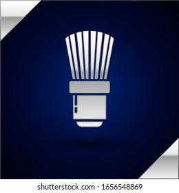 Silver Shaving brush icon isolated on dark blue background. Barbershop symbol.  Vector Illustration