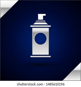 Silver Shaving gel foam icon isolated on dark blue background. Shaving cream.  Vector Illustration