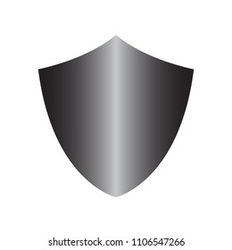 Silver shield. Defence symbol. Vector 3D icon.