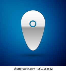 Silver Shield icon isolated on blue background. Guard sign. Security, safety, protection, privacy concept.  Vector Illustration