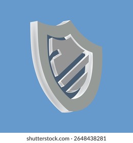 Silver shield icon on blue background