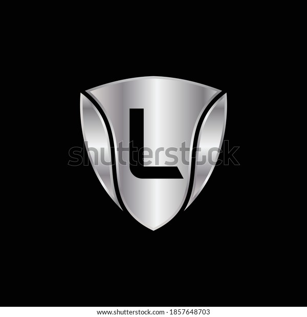 Silver Shield Logo\
Design for Letter L. Vector Realistic Metallic logo Template Design\
for Letter L. Silver Metallic Logo. Logo Design for car, safety\
companies and others.