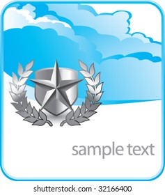 silver shield with star and leaves