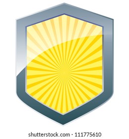 Silver shield with sunburst