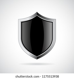 Silver Shield Vector Icon Illustration Isolated On White Background