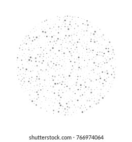 Silver Shimmering Stars on White Sky. Wedding, Greeting Card, Invitation Background with Silver Glittering Stars Confetti. Bright Sky Vector Background for Luxury, Glamour Design.