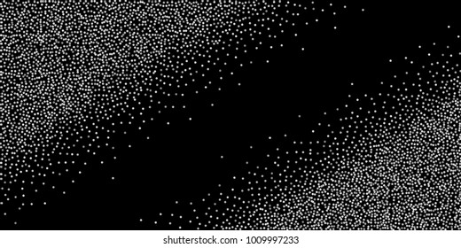 Silver shine of confetti on a black background. Illustration of a drop of shiny particles. Decorative element. Luxury background for your design, cards, invitations, gift, vip.