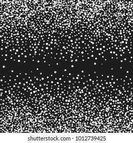 Silver shine of confetti on a black background. Illustration of a drop of shiny particles. Decorative element. Luxury background for your design, cards, invitations, gift, vip. 