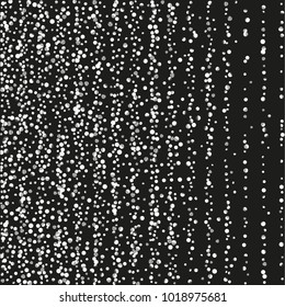 Silver shine of confetti on a black background. Illustration of a drop of shiny particles. Decorative element. Luxury background for your design, cards, invitations, gift, vip. 