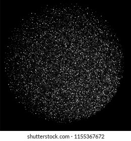 Silver shine of confetti on a black background. Illustration of a drop of shiny particles. Decorative element. Luxury background for your design, cards, invitations, gift, vip. 